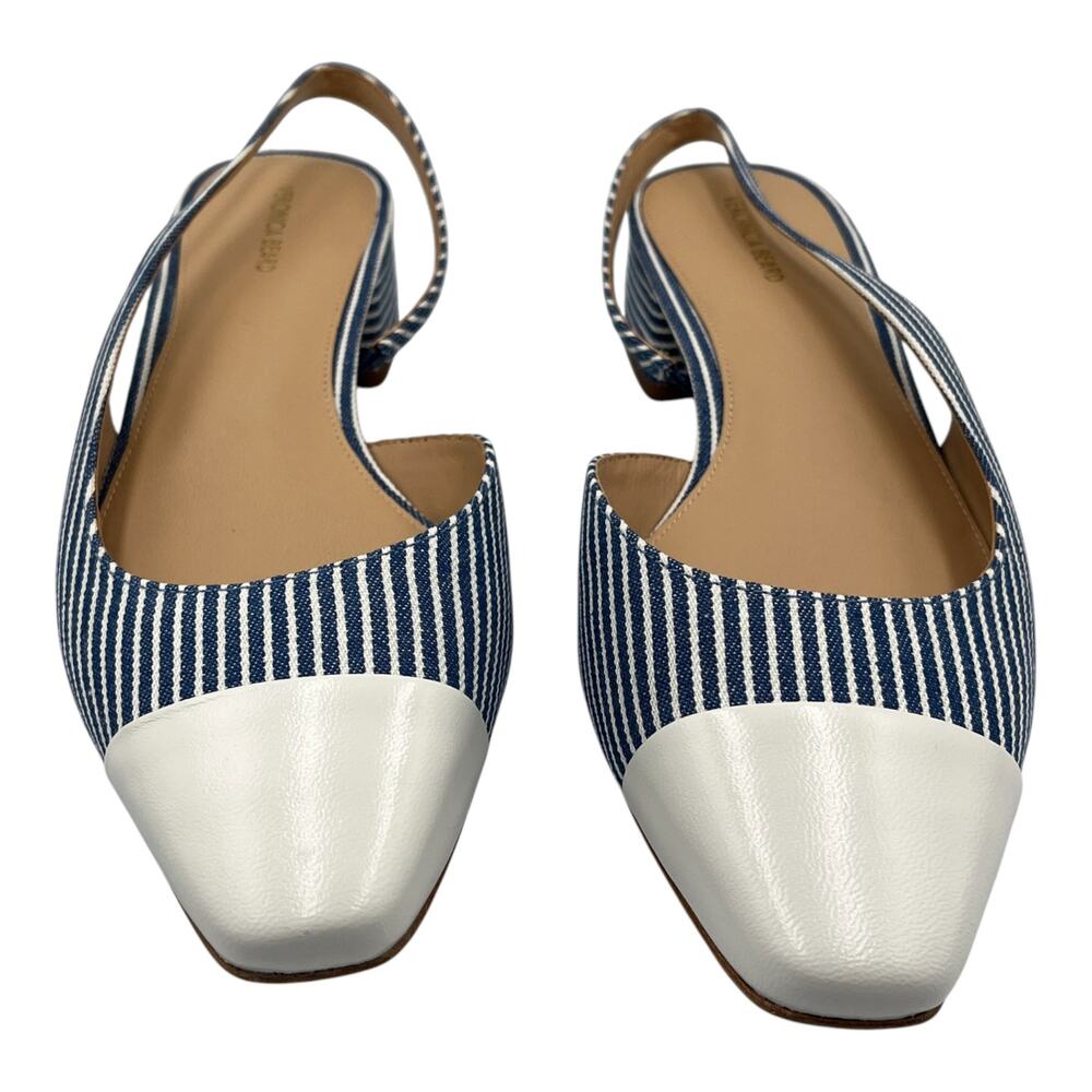 Veronica Beard Cecile Striped Slingback Block Heel Ballerina Pumps Blue Sz 10M - Picture 4 of 10